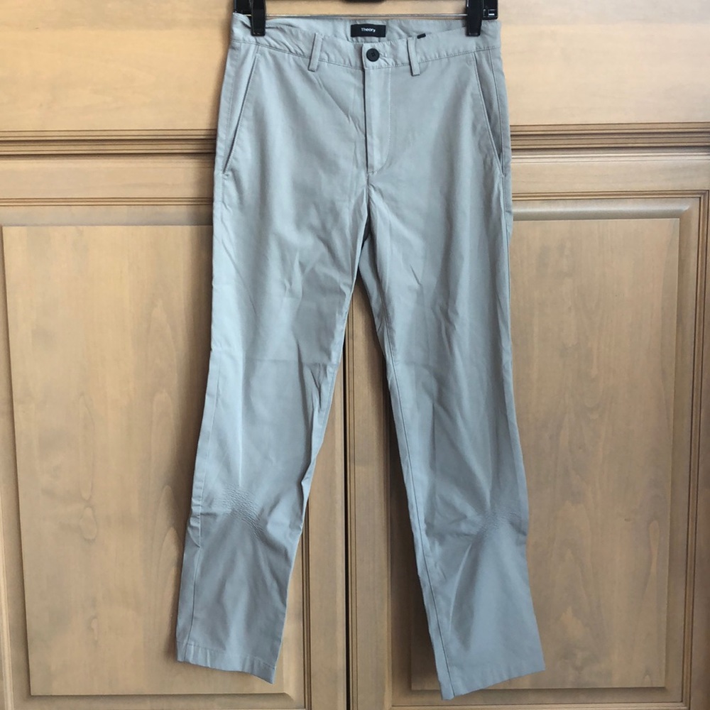 Theory Zaine Neoteric high rise straight leg ankle cropped chino trouser pants
